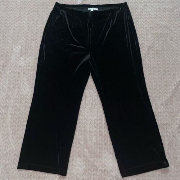 Chico’s Womens Black Velvet Pull On Wide Leg Pants - Picture 1 of 5